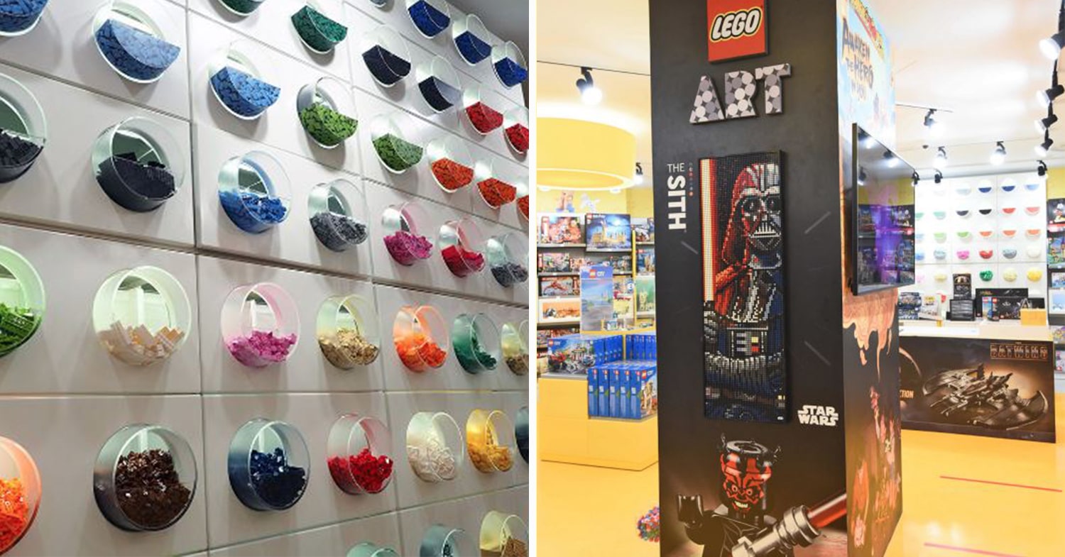 LEGO Store, The wall of LEGOs at the LEGO store in Somerset…