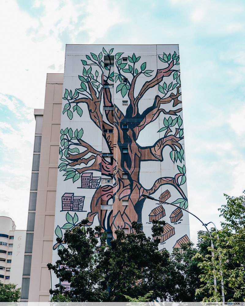 prettiest HDB blocks in Singapore 661 hougang avenue 9 tree mural