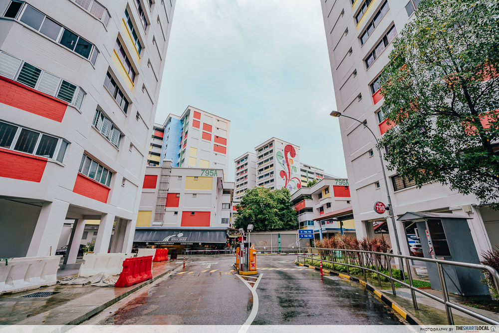 prettiest HDB blocks in Singapore yishun ring road bright red blue yellow
