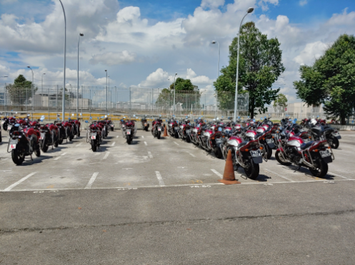 training motorbikes at the driving centre