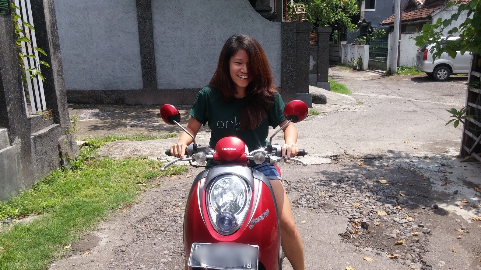 driving on a scooter in bali
