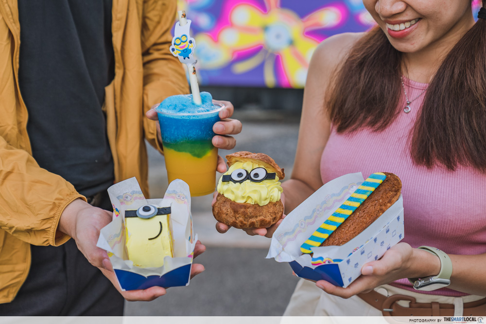 groovy delights minions cart with desserts and pastries