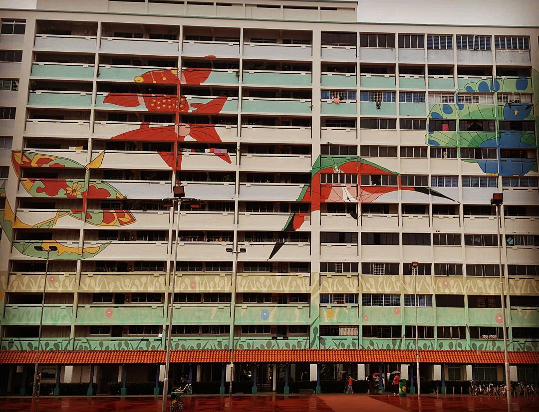 Mural HDB di Singapura - layang layang