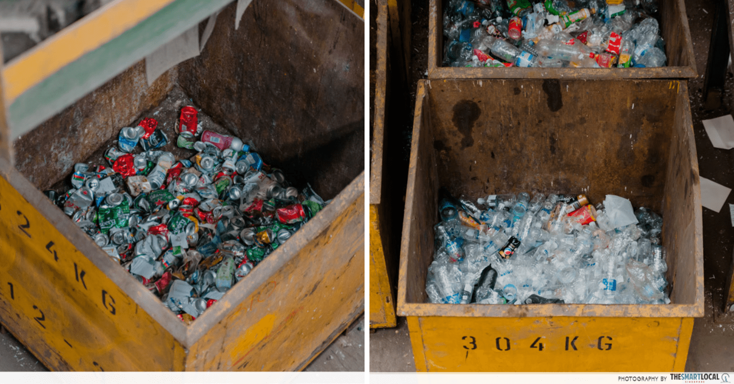 sorted recyclables into plastic and metals