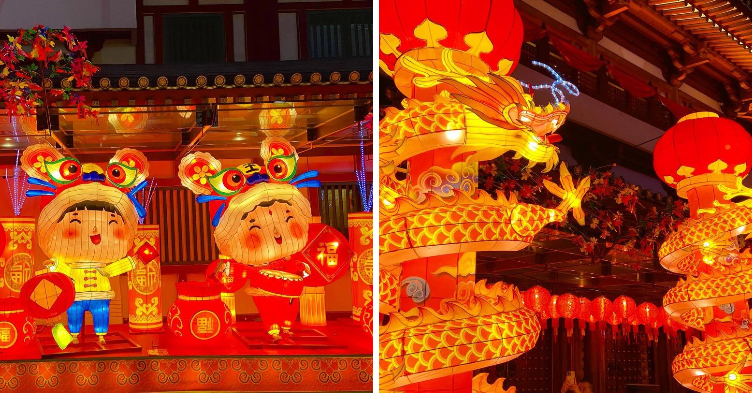 Chinese new year decorations at Buddha Tooth Relic Temple