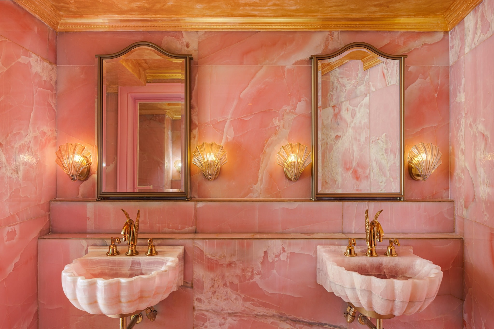 The Serangoon House pink marble bathroom