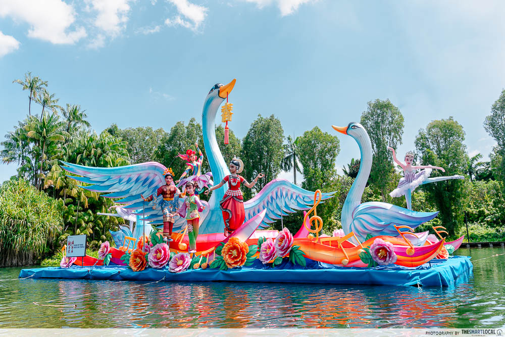 swan and dancers display at river hongbao 2023 at gardens by the bay 