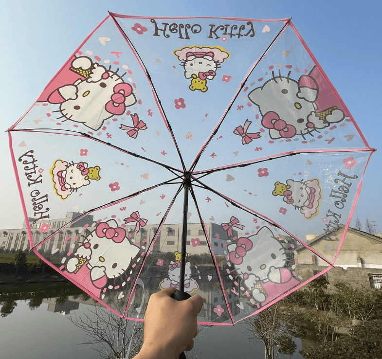 Raintowaters transparent kuromi and kuromi-themed umbrella