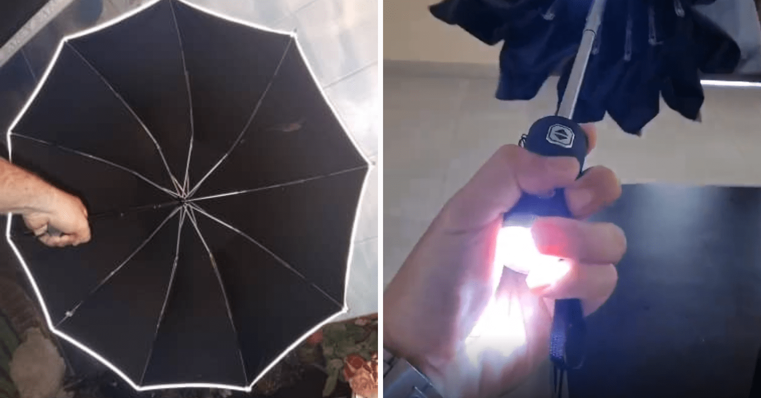 Foldable Umbrellas - Zuodu inverted umbrella with LED ligth and reflective strip