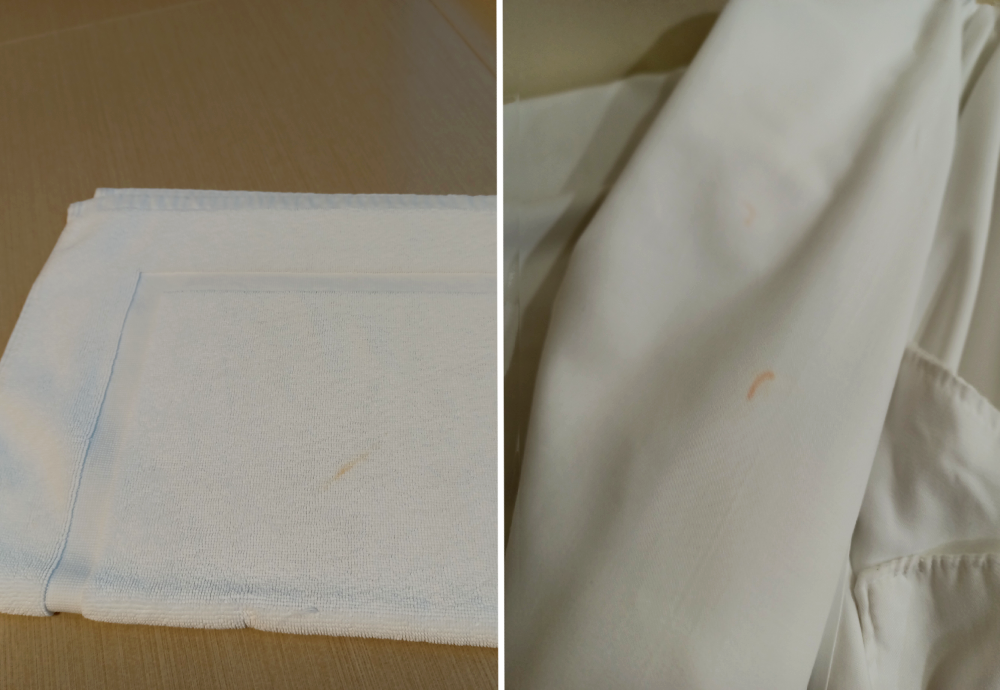 Stains On Hotel Bath Mat & Blanket
