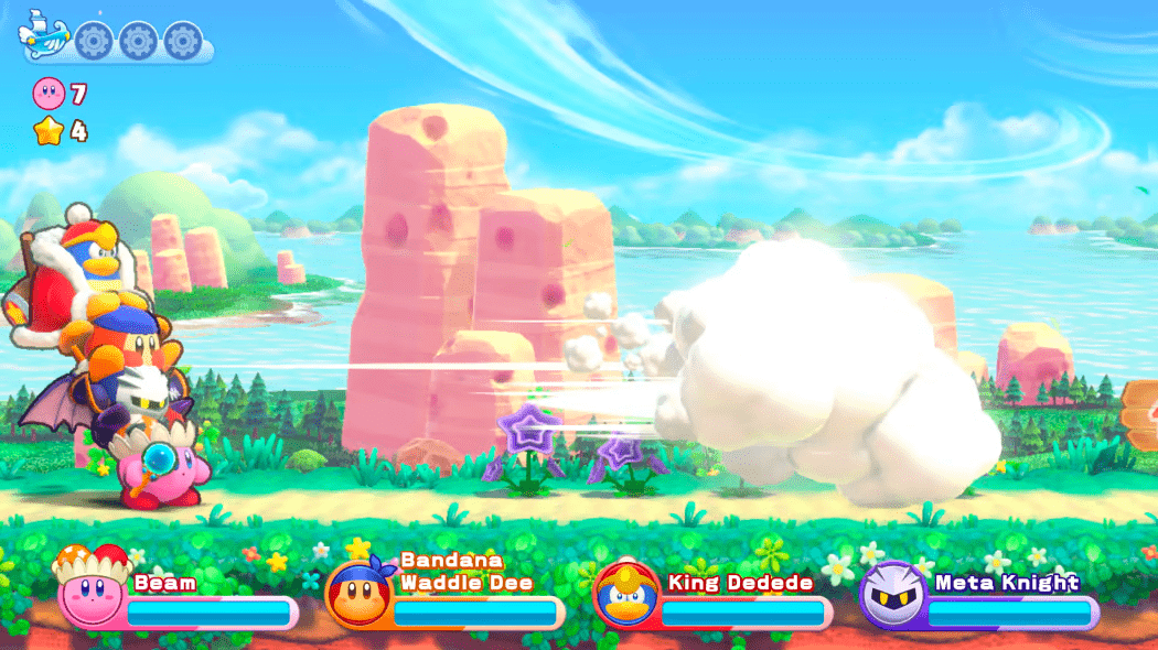 New Nintendo Switch Games - Kirby and friends defeating enemies 