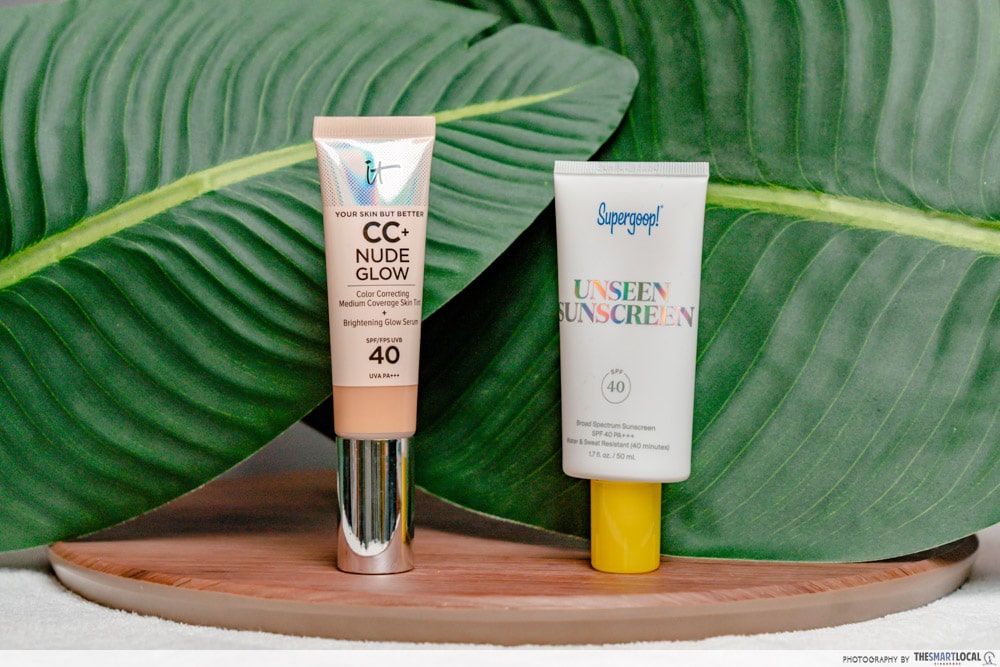 it cosmetics your skin but better cc cream and Supergoop! unseen sunscreen