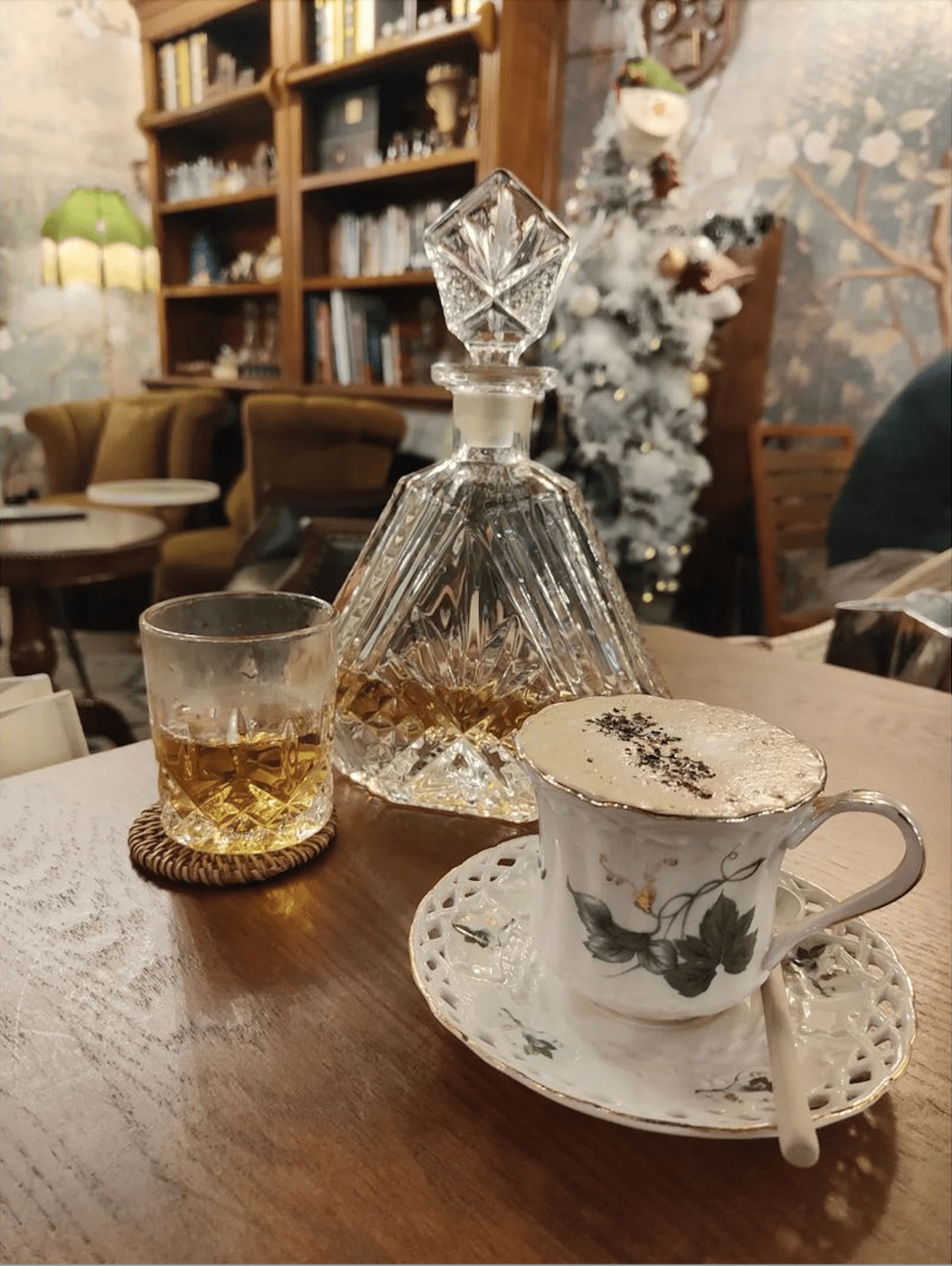 gran cru tea in crystal decanter and glass