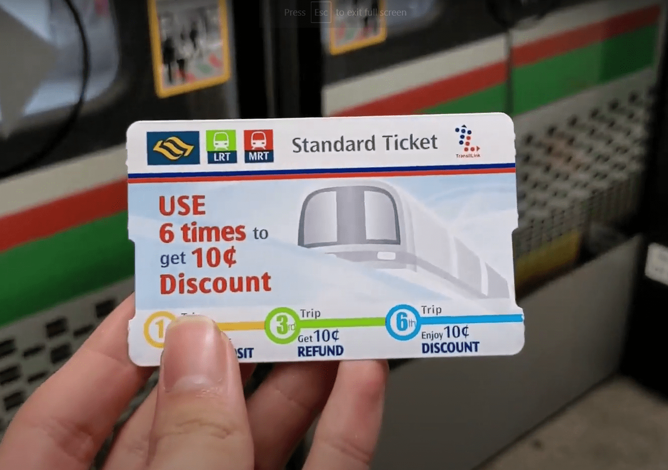Singapore Single Trip Card, Standard Ticket