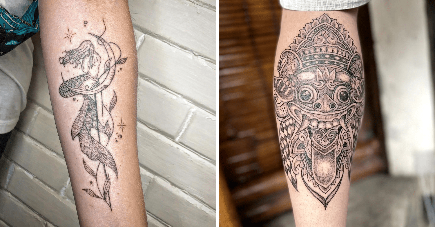 handpoked and machine tattoo