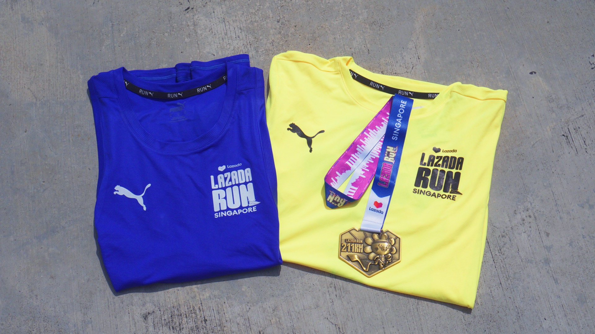 Lazada Run Singapore 2023 - finisher medal and tee