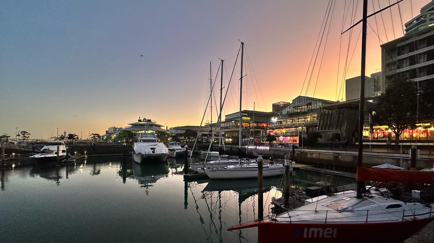 New Zealand itinerary for winter activities 2023 - Viaduct Harbour sunset