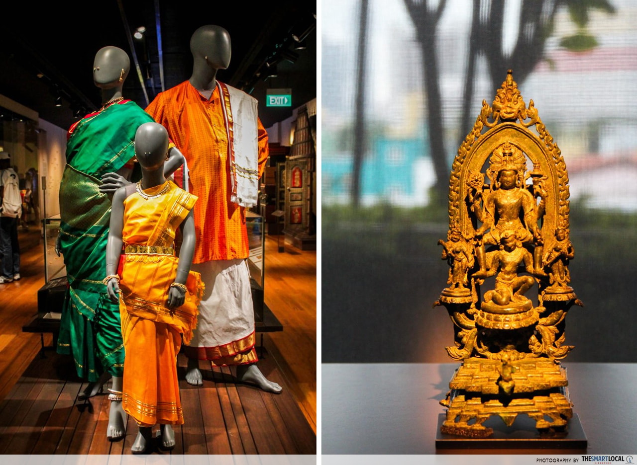 clothing and religious exhibits at the indian heritage centre singapore
