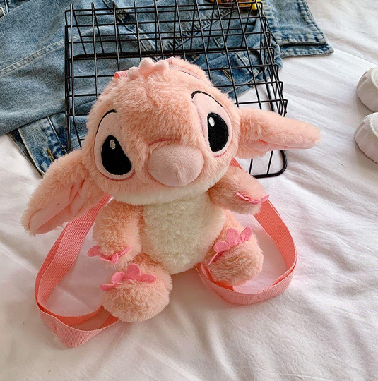 cute shopee bags - Stitch Plush Backpack - pink