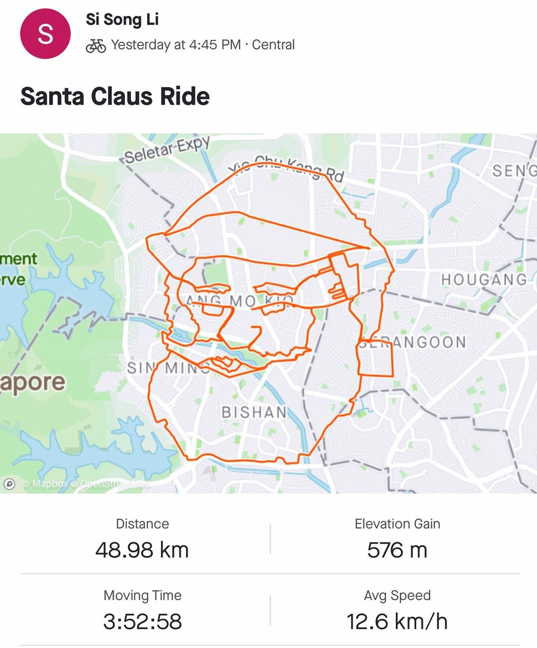 fun cycling routes singapore santa claus