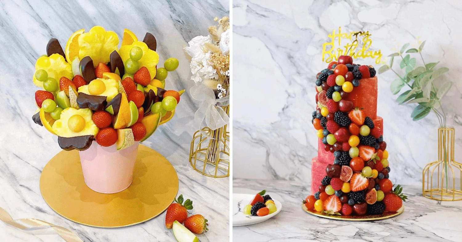 Rainbowly - Fruit Party Fresh Fruit bouquet & Watermelon Cake