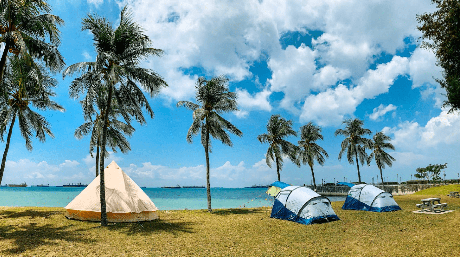 camping in singapore - east coast park - tents