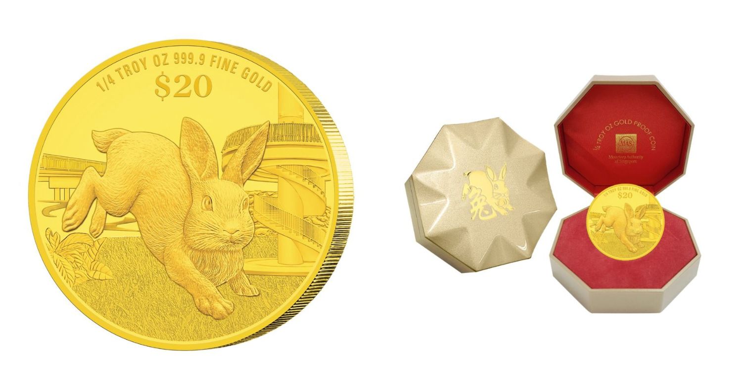 unique singapore notes and coins - lunar almanac coins rabbit zodiac