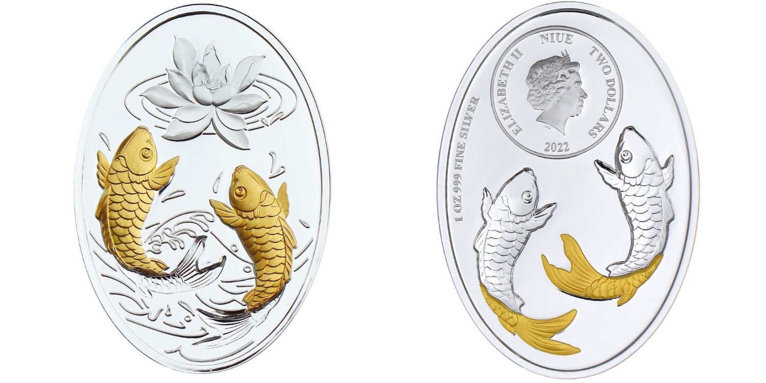 unique singapore notes and coins - singapore $2 koi fish coin