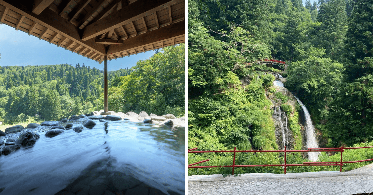 Japanese onsen towns - Soba and Waterfall Takimi-kan