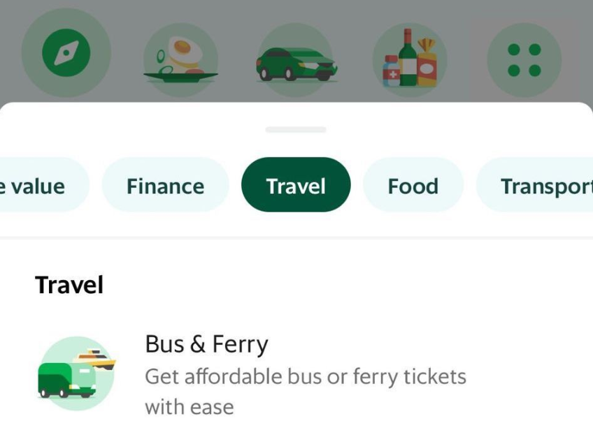 Grab app bus & ferry bookings