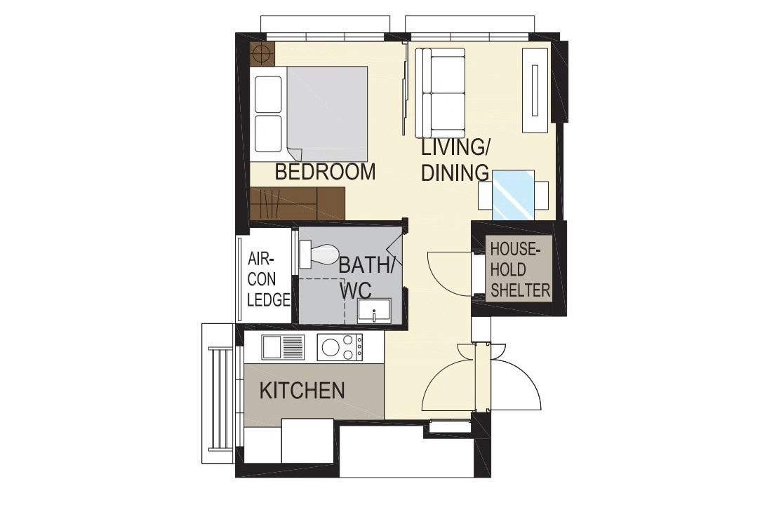 HDB BTO application - 2 room flexi flat layout
