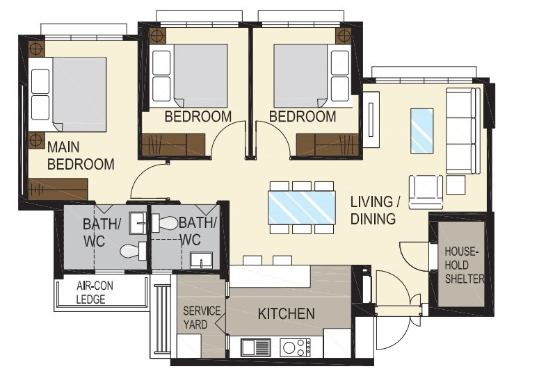 HDB BTO application - 4 room flat layout