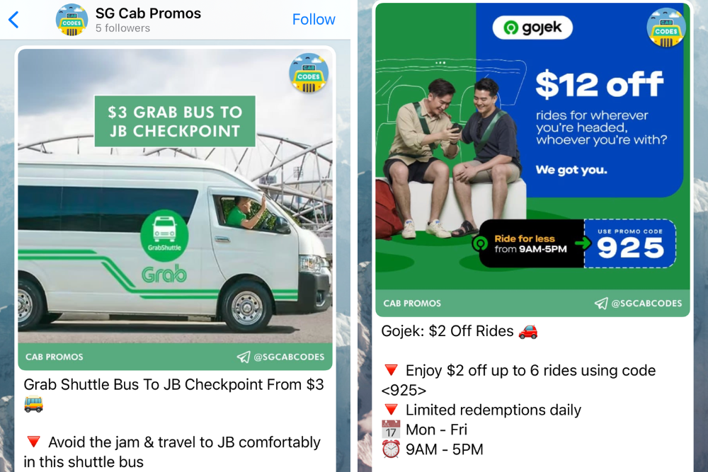 whatsapp channels - cab promos