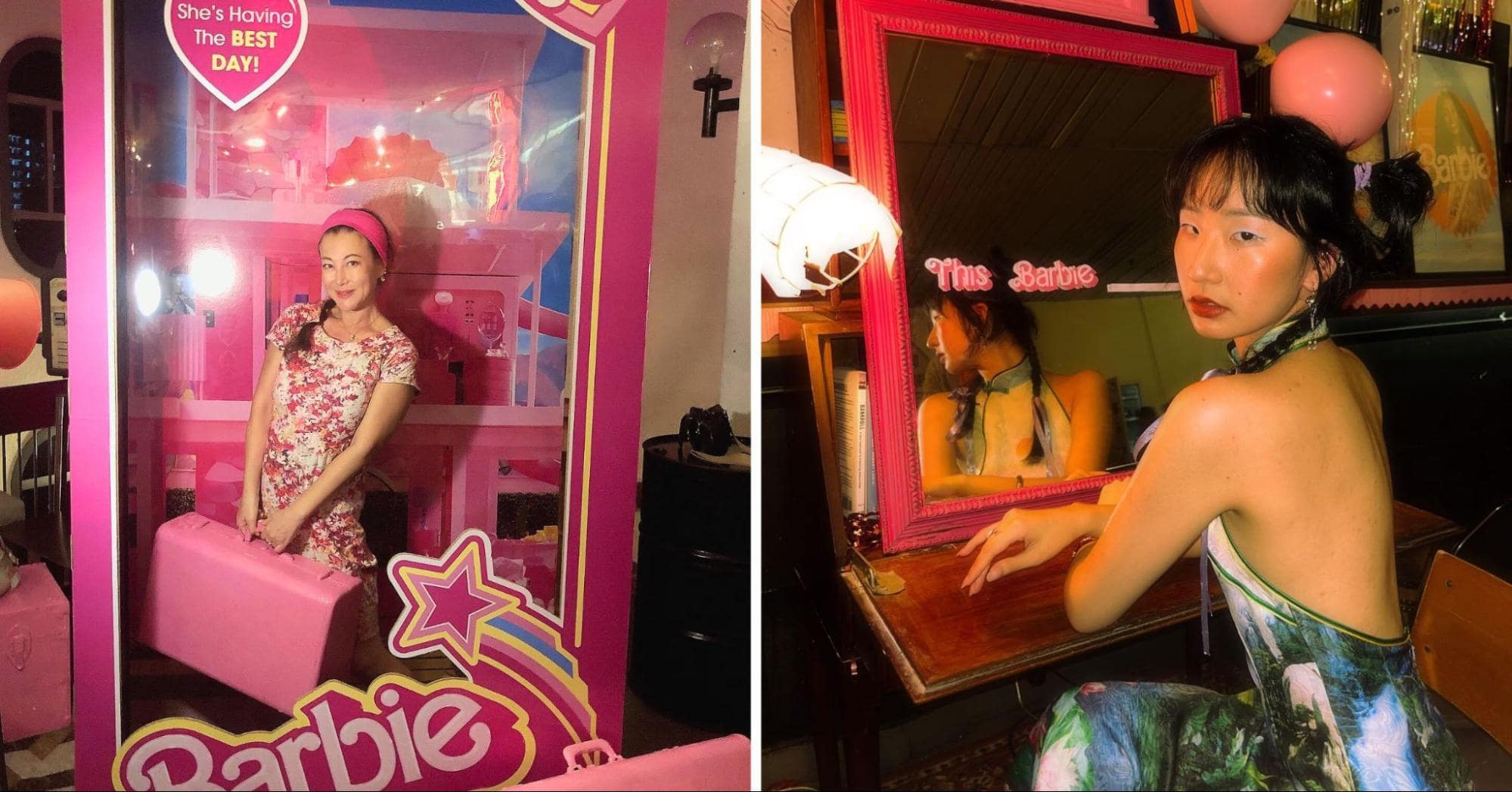 barbie themed photo ops at the projector