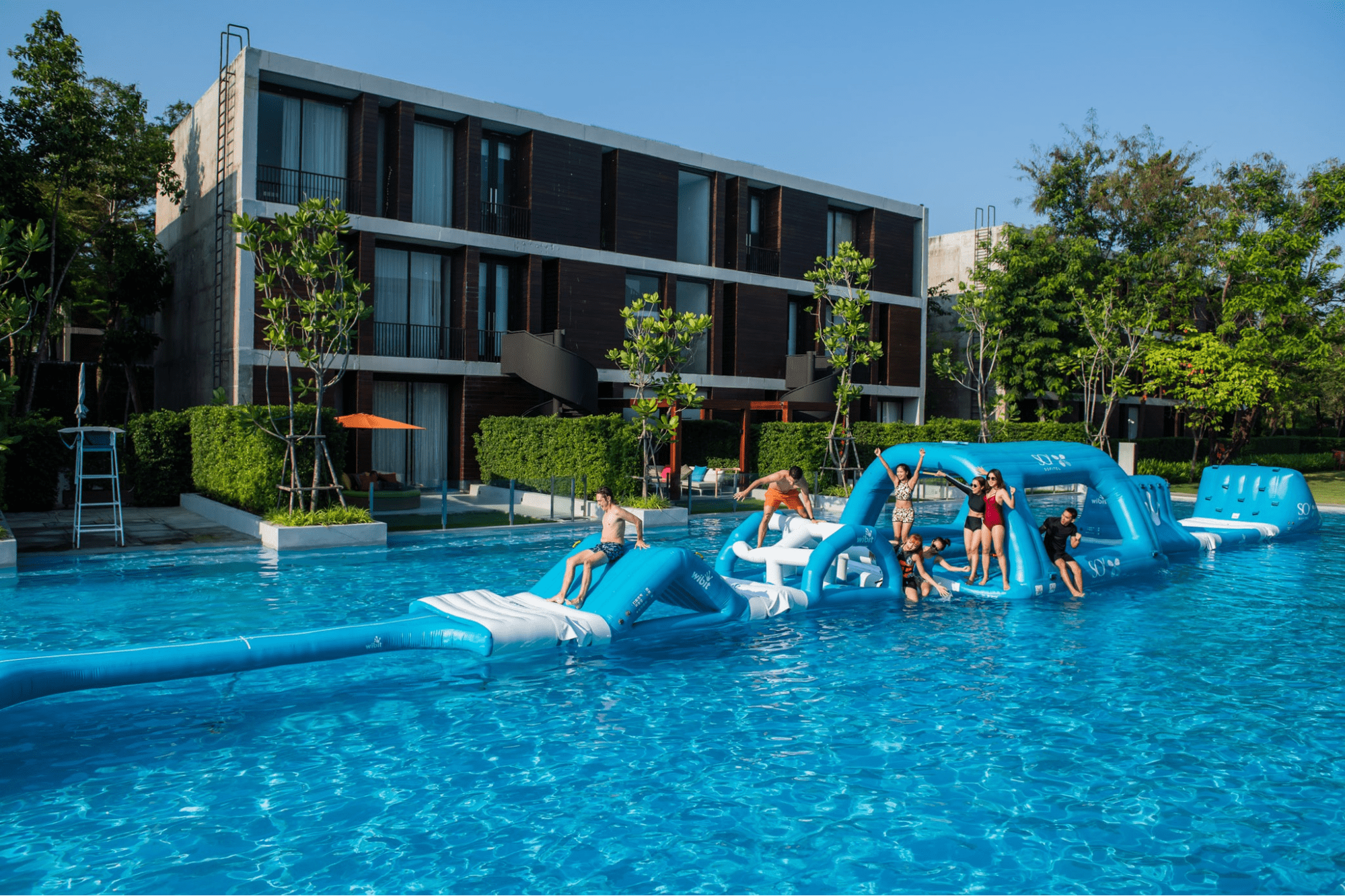 Hotels with Kids Clubs - inflatable floating playground