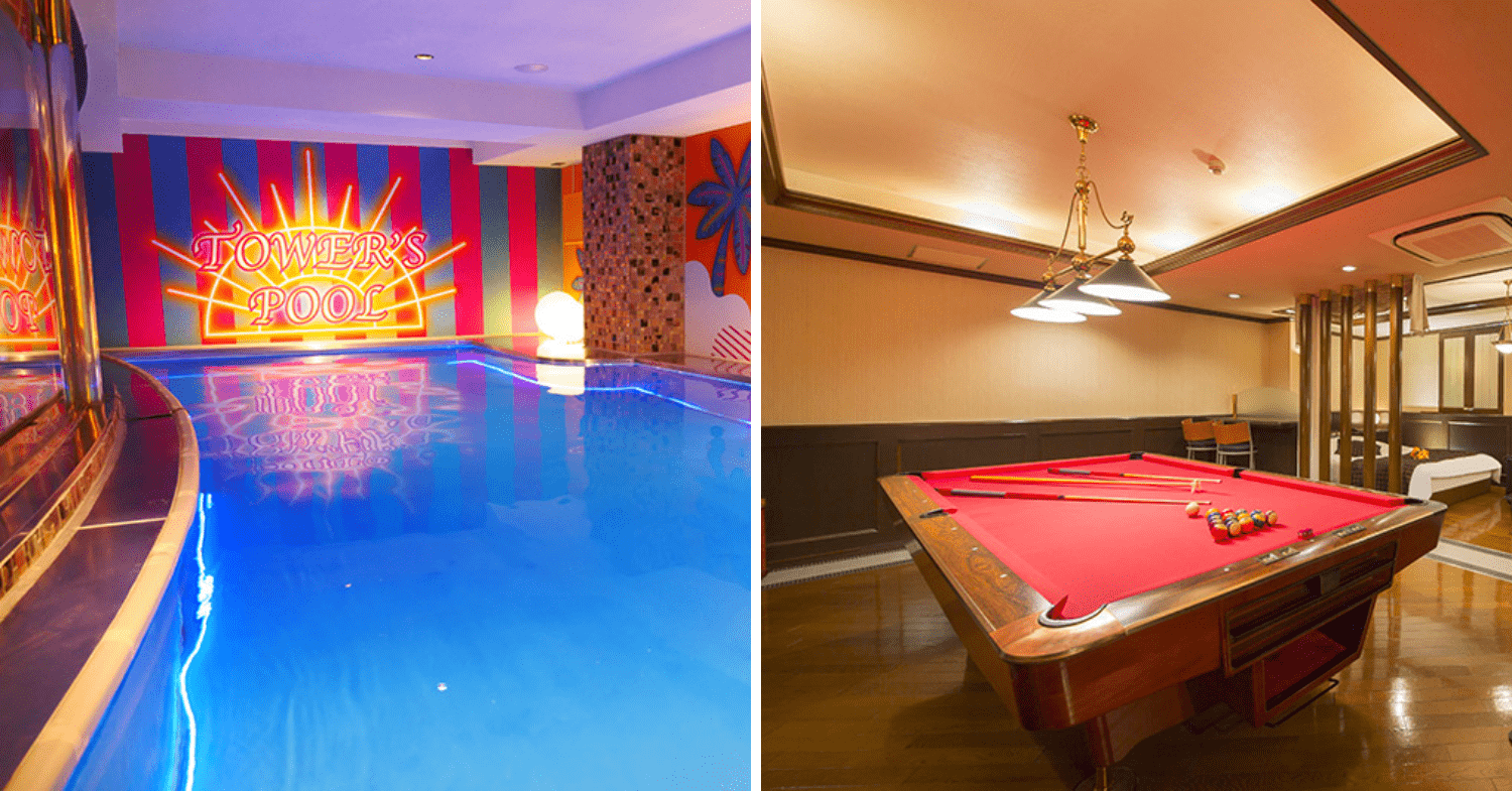 love hotels japan - towers hotel billiards and swimming pool room