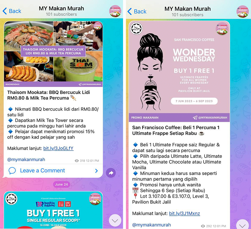 malaysian telegram channels - my makan murah