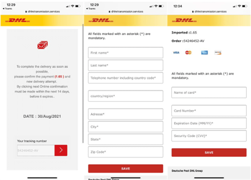 ongoing scams in singapore - fake dhl website