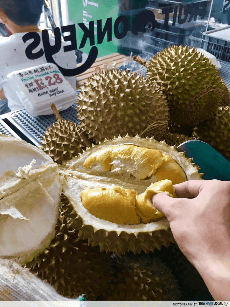 roadside durian stalls - fruit monkeys