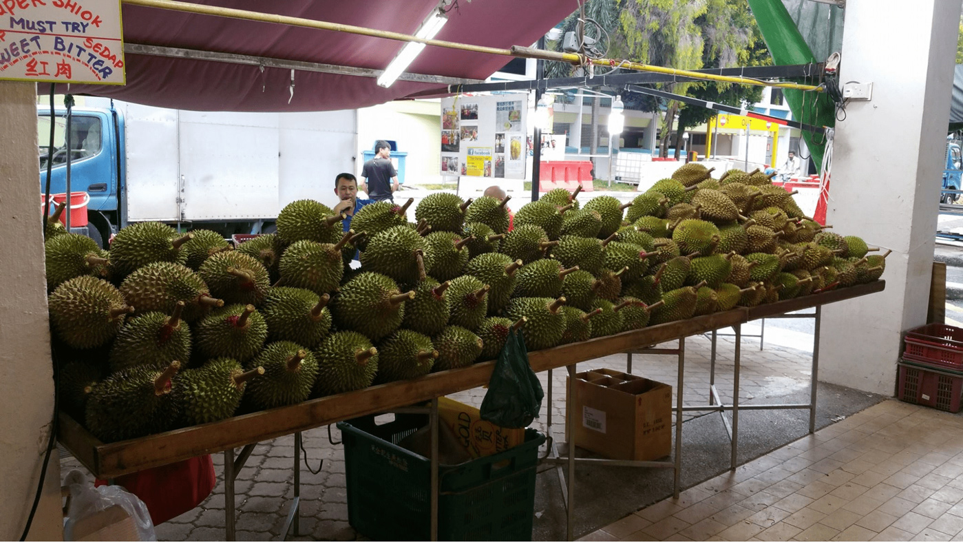 roadside durian stalls - the durian tree