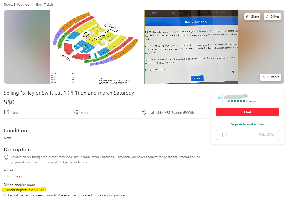 ticket scalpers singapore - carousell