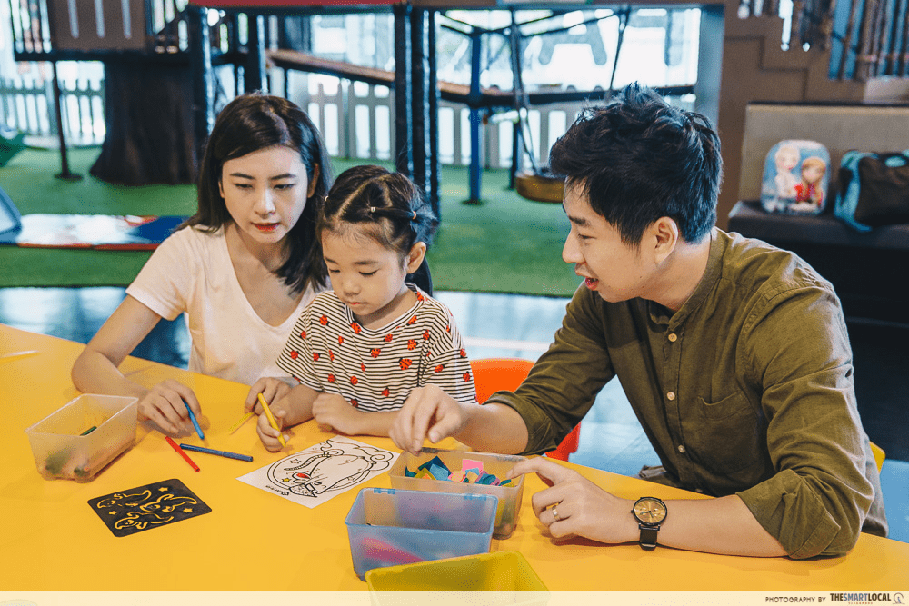Kid Colouring Activity With Parents