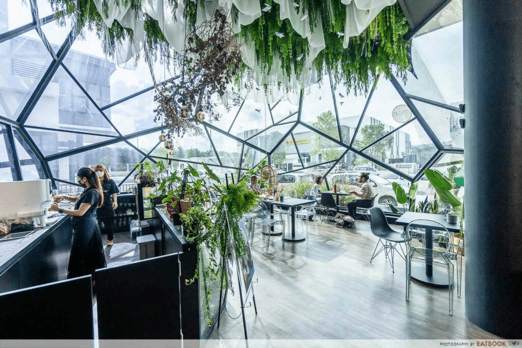 Nature-themed cafes near JB checkpoint - plantherapy glasshouse dome