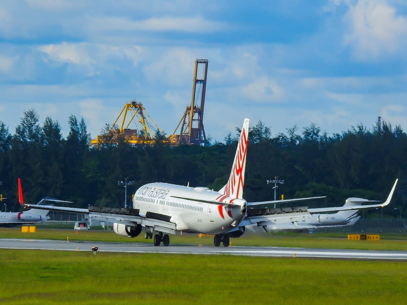 a virgin australia plane on seletar airport's runway
