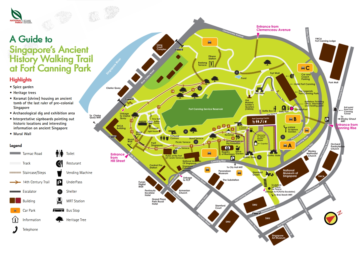 fort canning park - walking map