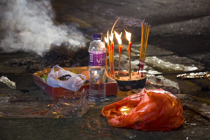 hungry ghost festival tips - don't step on prayer items