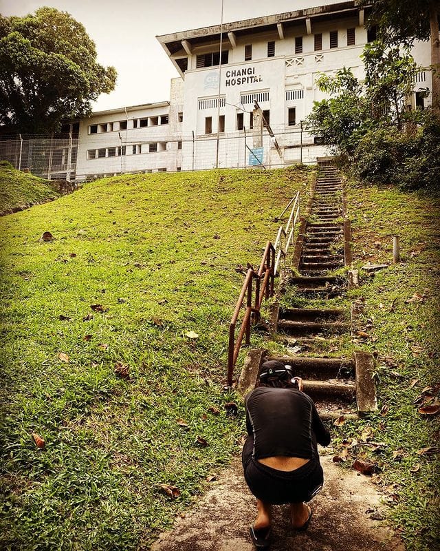 steep steps leading up to old changi hospital