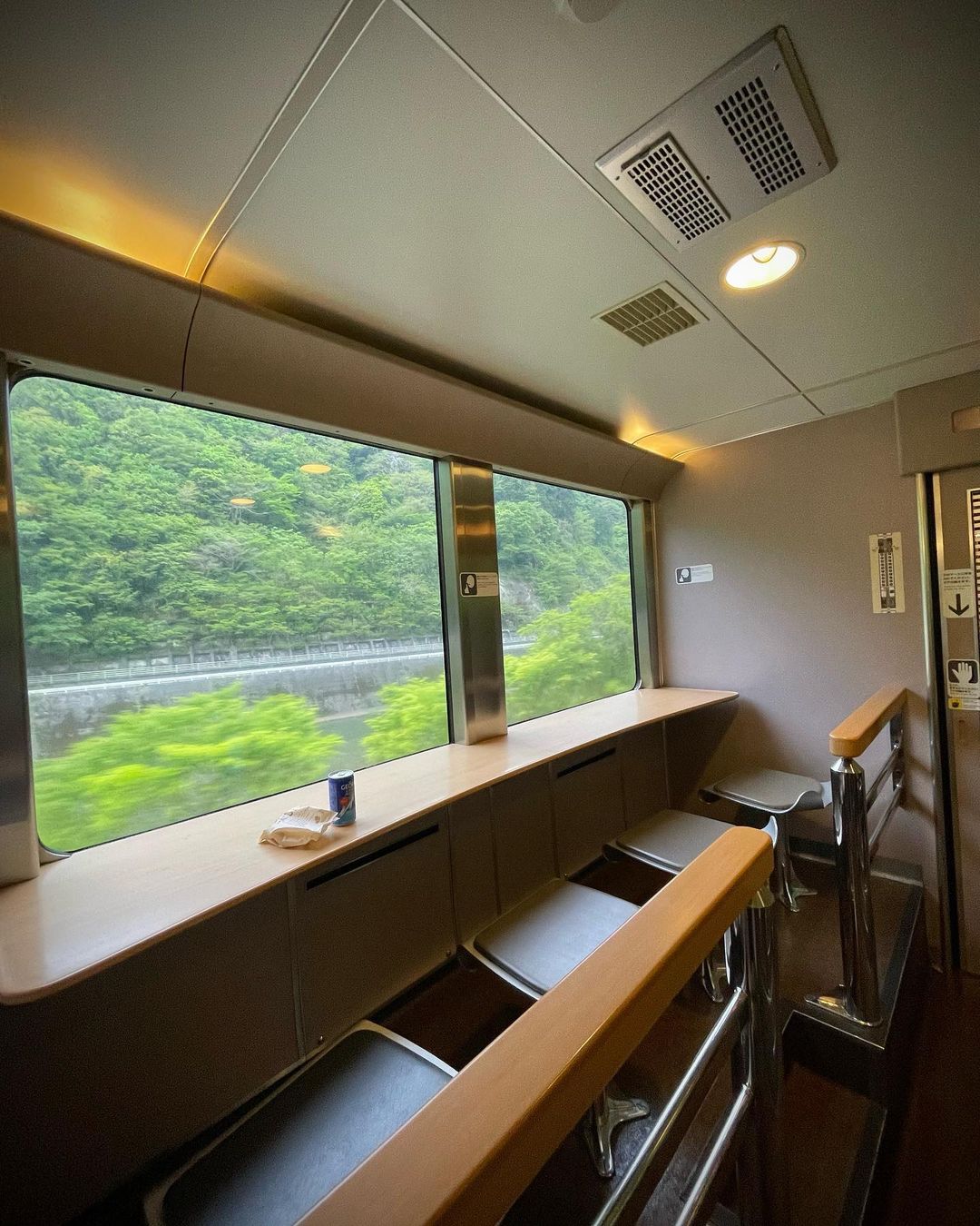 Scenic Train Rides in Asia - Lounge area inside The Sunrise Express, Japan