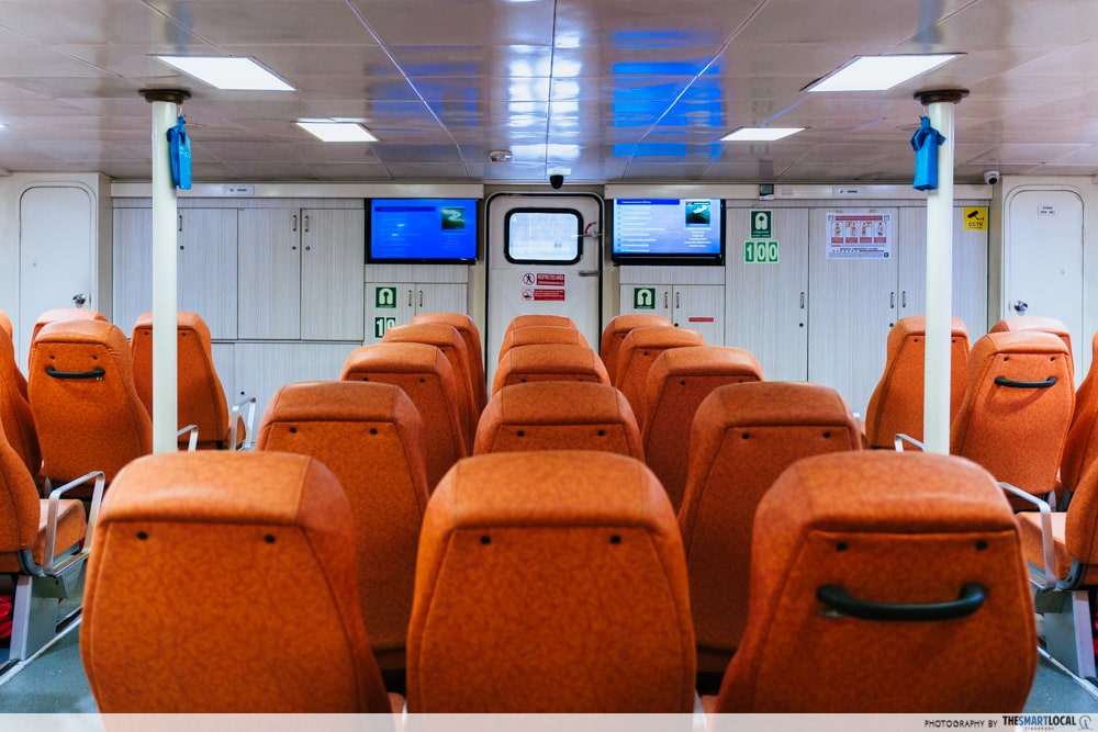 Singapore To Johor Ferry Via Pengerang - seating on the boat