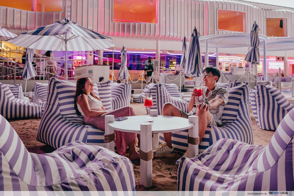 Tipsy Unicorn Beach Club Sentosa - lounge chairs